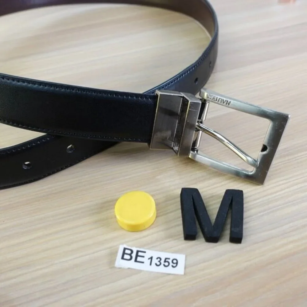 Classic Black Dress Belt Men‎ 32 Faux Leather NAUTICA Reversible Buckle Handmade